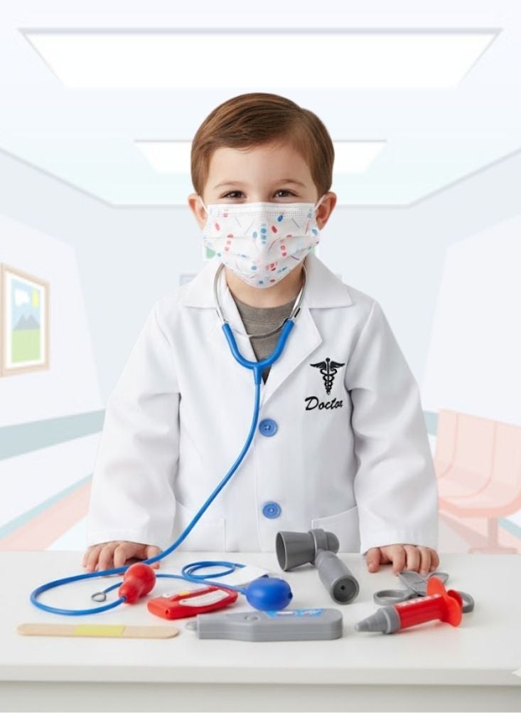 Premium Kids Doctor Role Play Costume Set – White Lab Coat Outfit with Medical Accessories for Pretend Play & Fancy Dress - Image 1